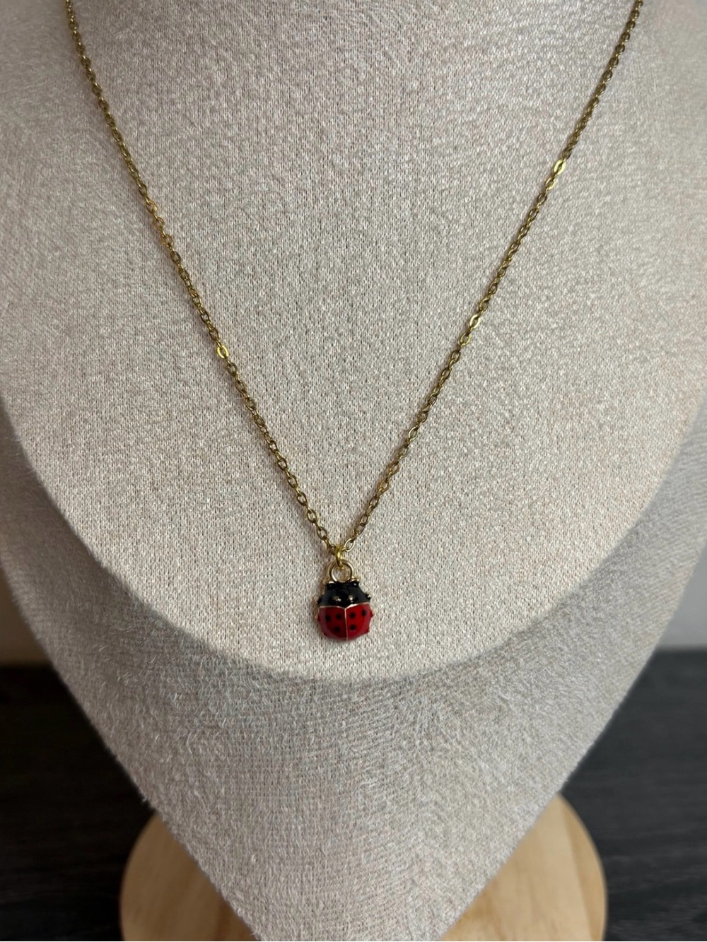 Handmade Gold Ladybug Necklace